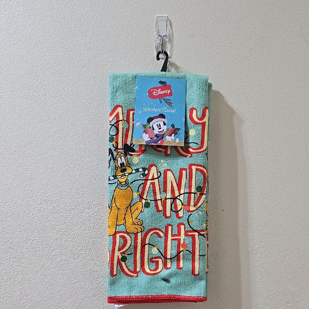Disney Christmas Pluto Merry And Bright 2 Pack Kitchen Hand Towels  -